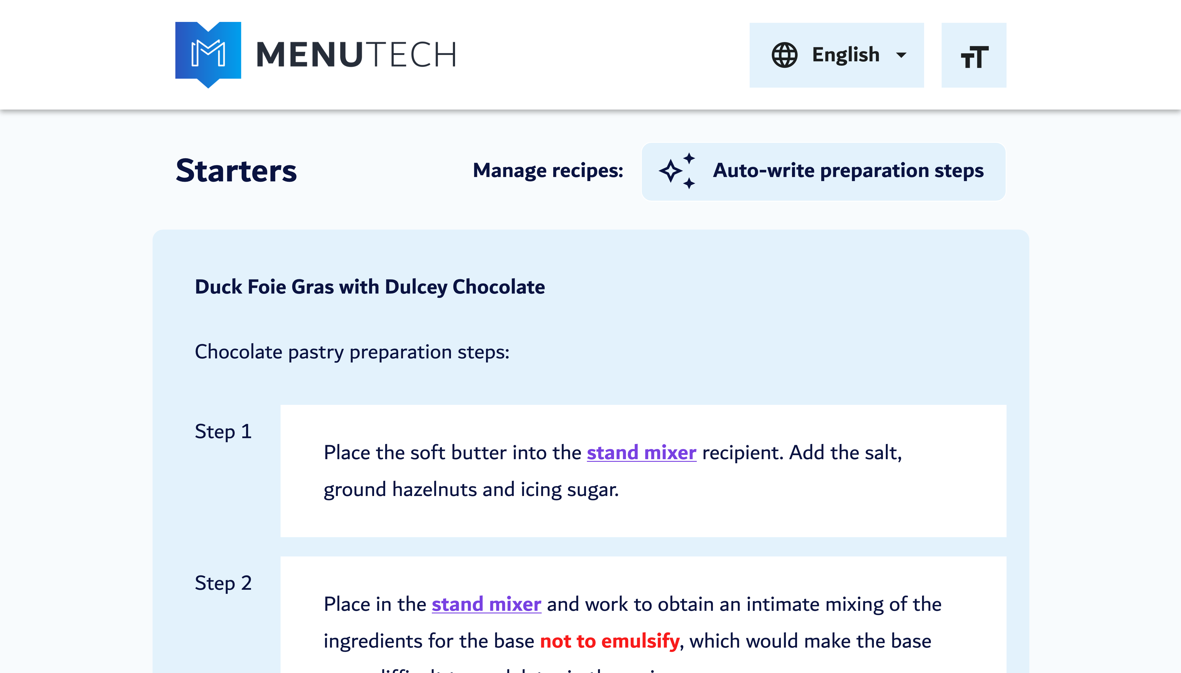 Generate Preparation Steps