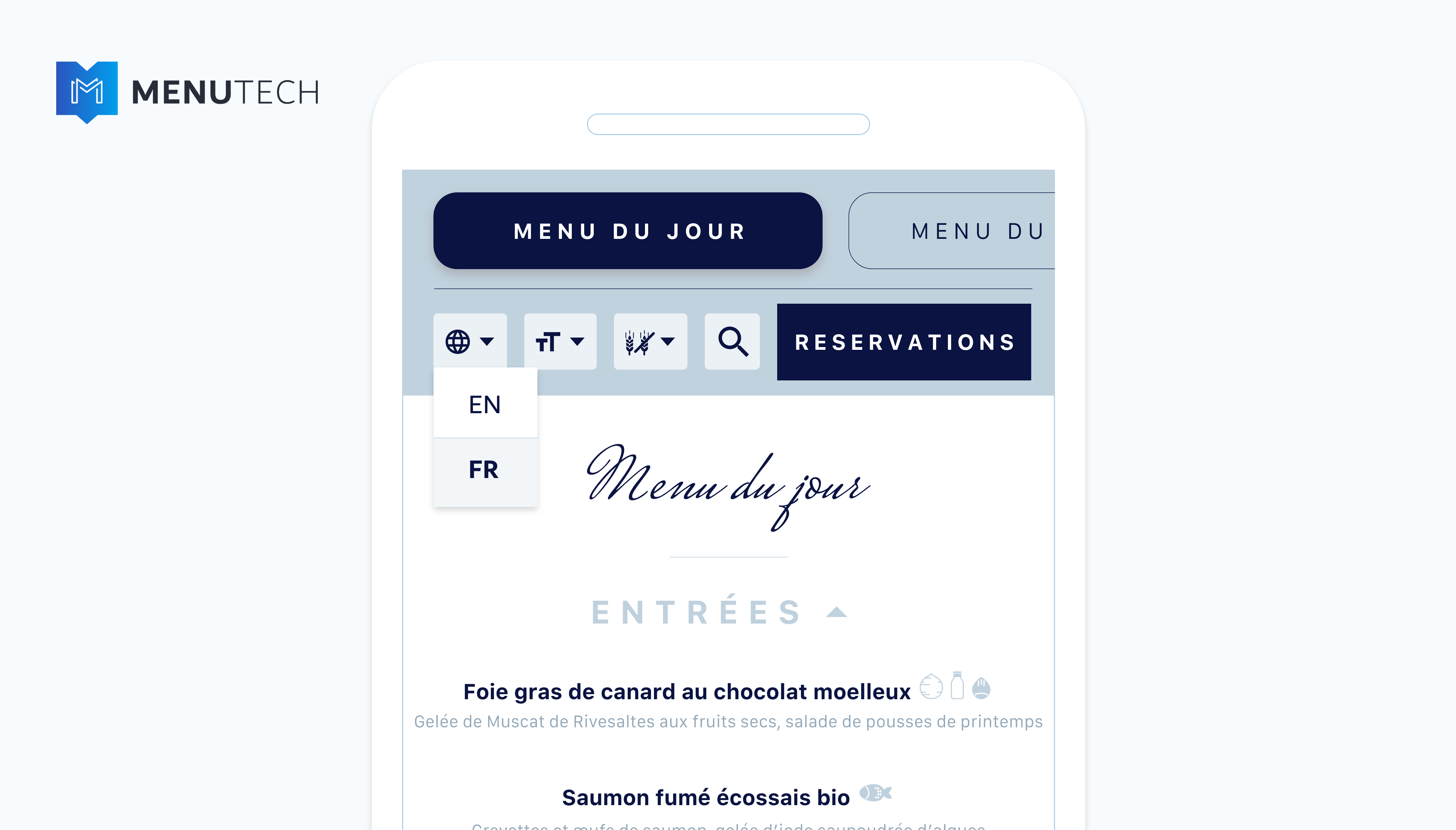 Translated Menu Appears in the Language Dropdown of Digital Menu