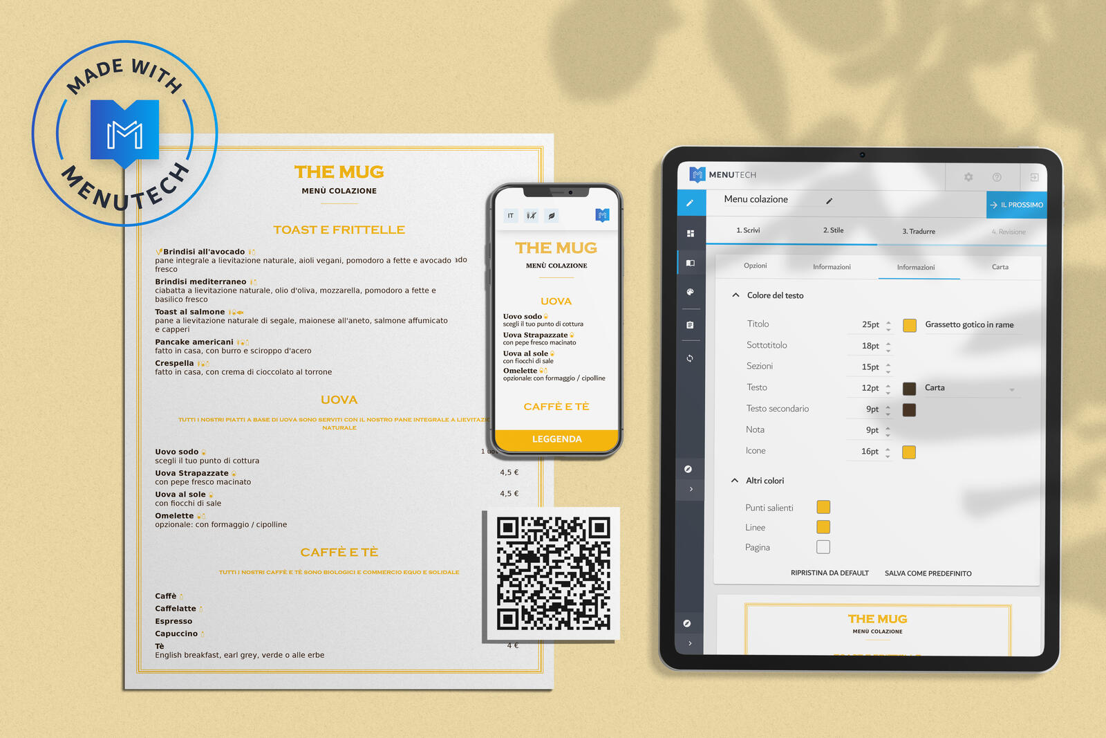 Breakfast menu italian menutech with allergens