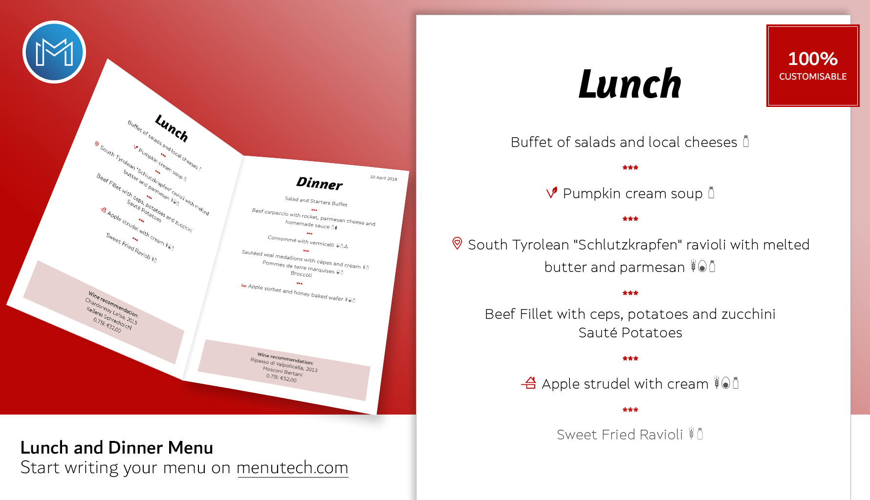 Pranzo Cena menu