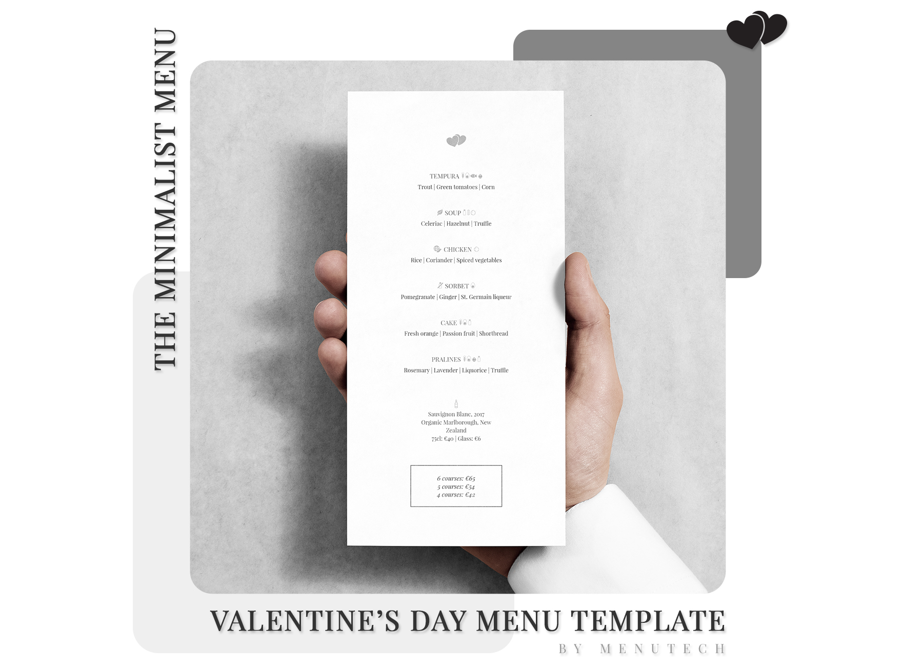 Menutech Minimalist Valentine's Day Menu