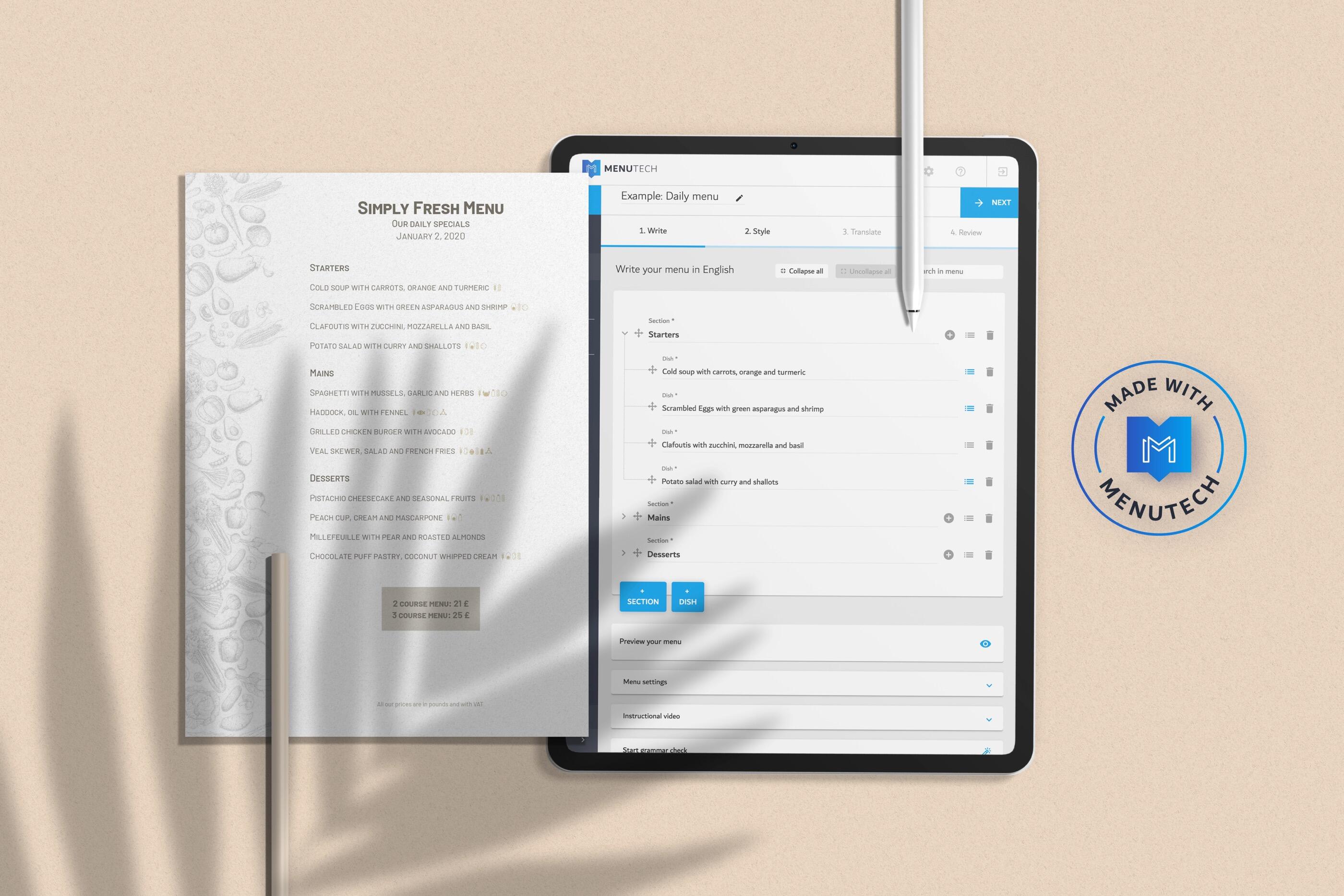Daily menu with clear allergen visual&nbsp;codes