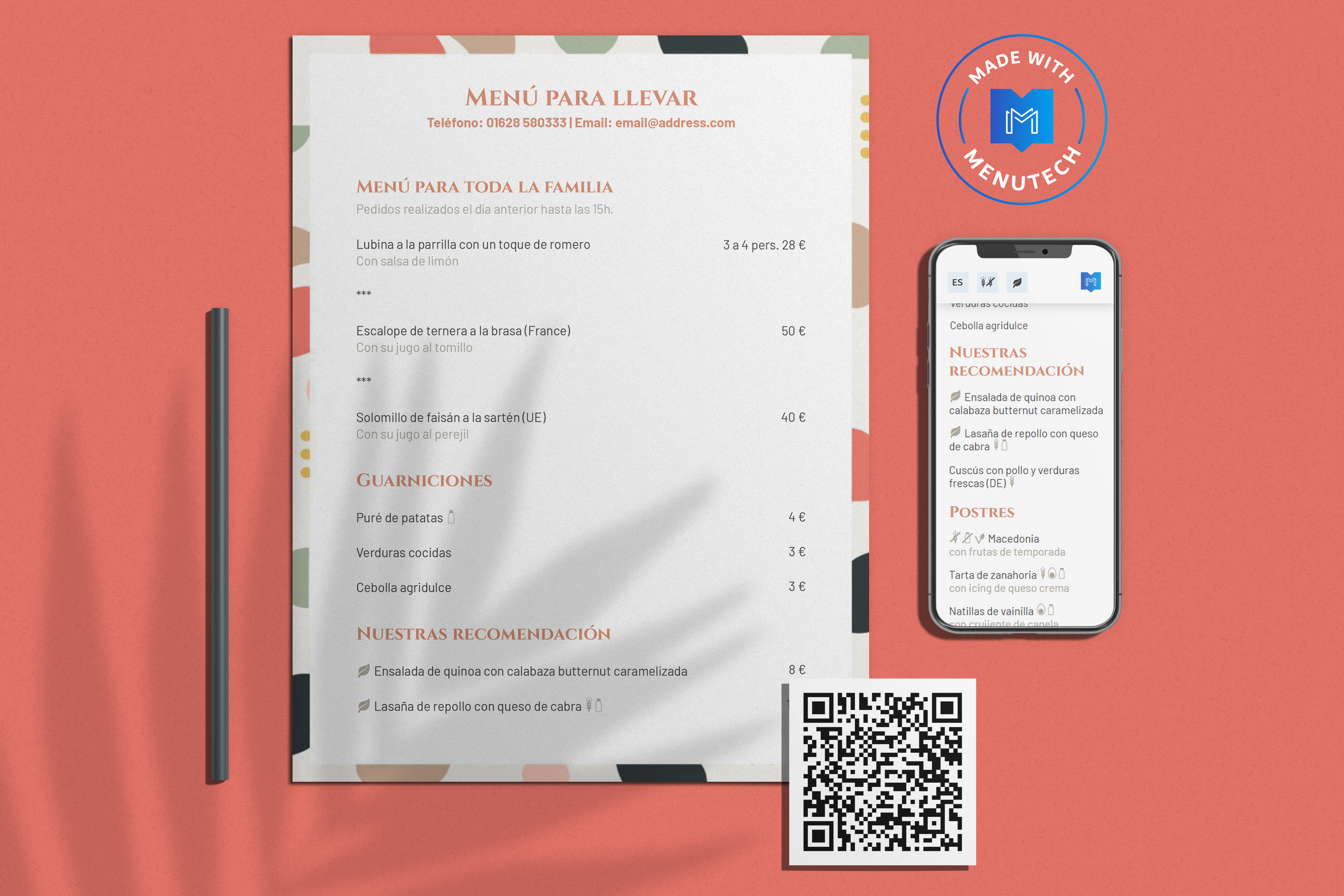 Menu para llevar con alergenos Menutech