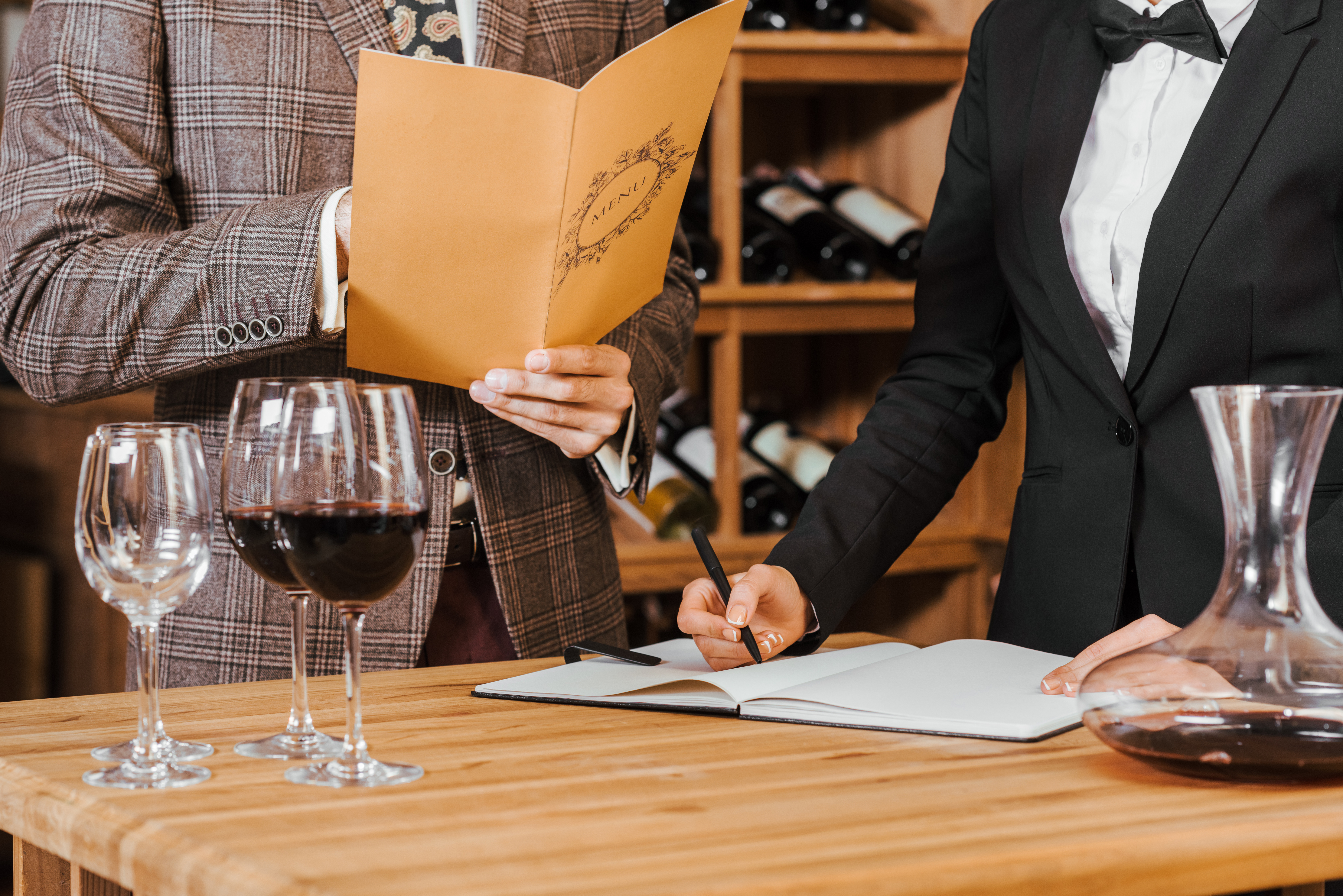 Discussing wine list
