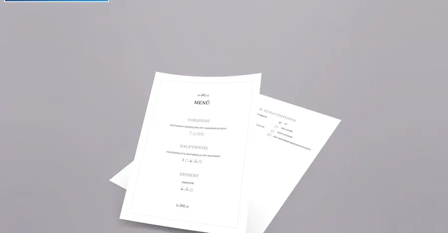 Speisekarte mit Zusatzstoffen