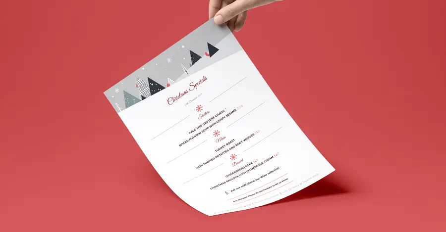 Christmas Menu Templates with Allergen icons and Translations