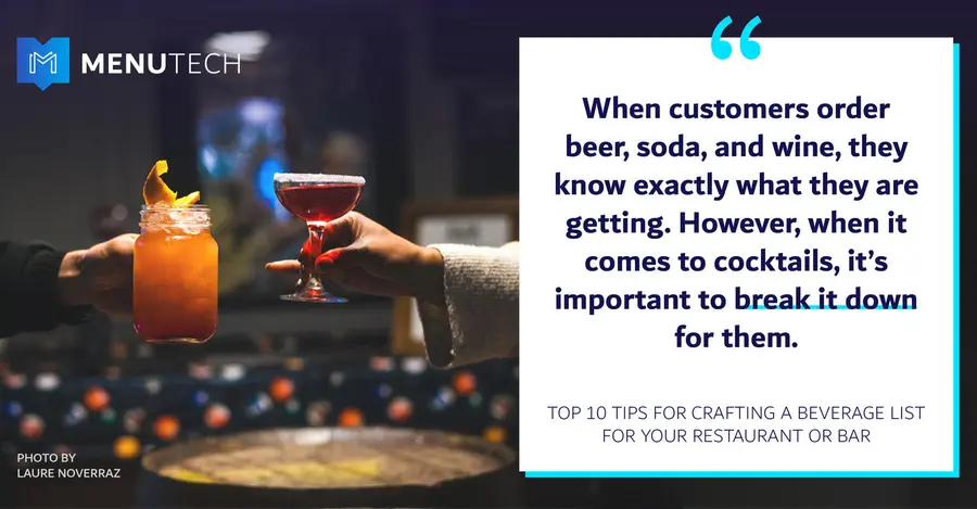 Add descriptions to cocktails Menutech