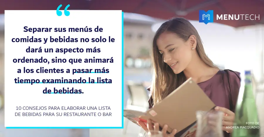 Keep Beverage menus separate from Food menus Menutech