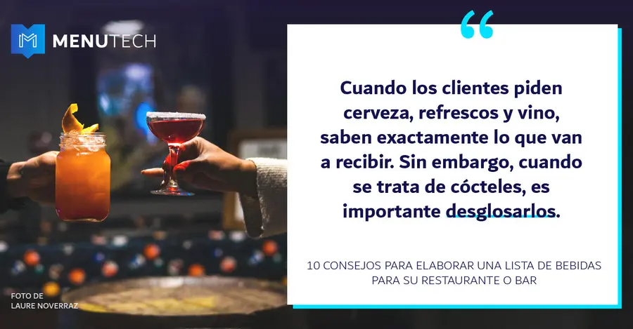 Add descriptions to cocktails Menutech