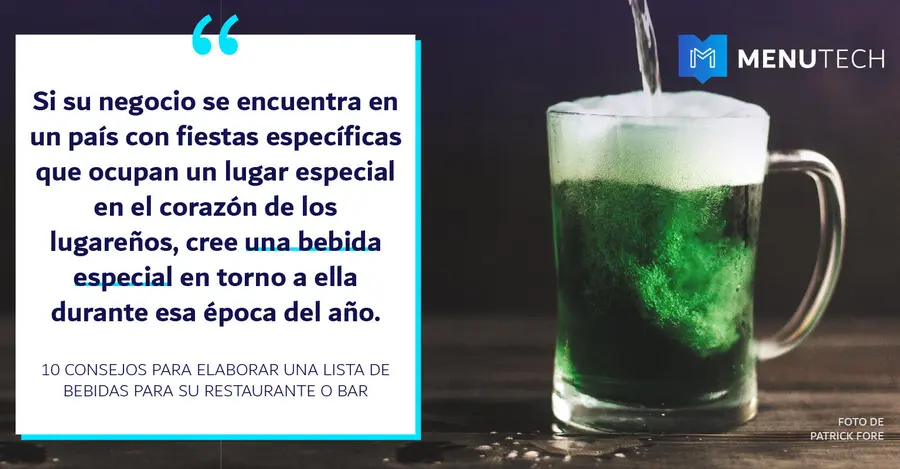 Support local events Beverage list Menutech