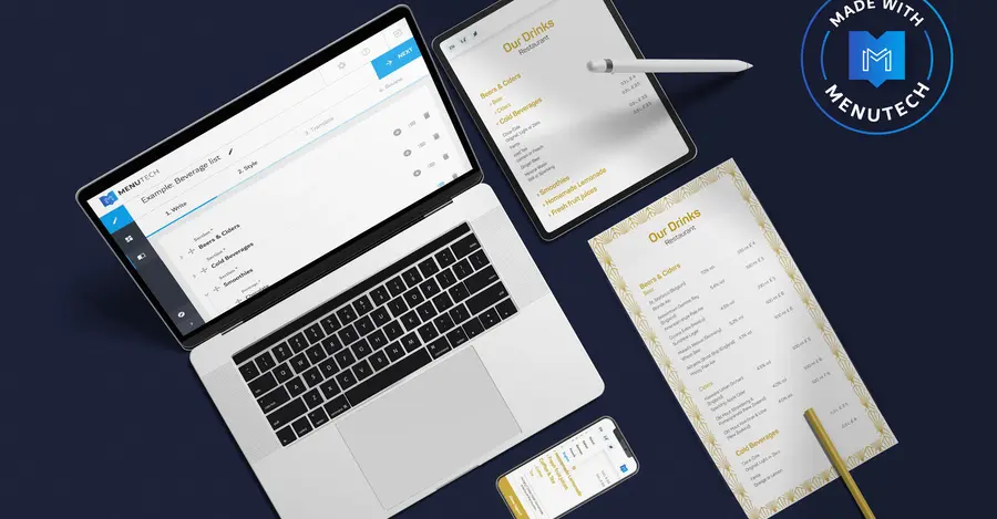 Beverage menu made on Menutech