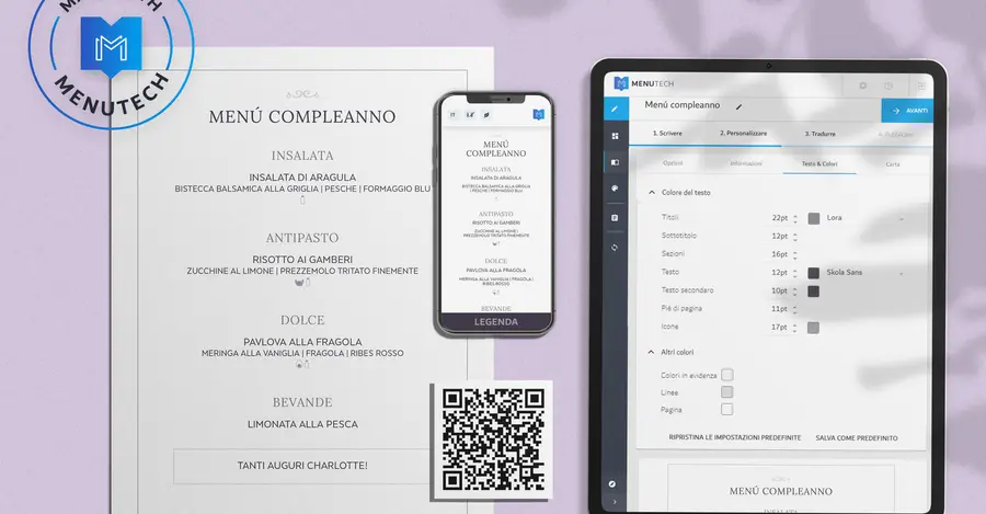 Birthday menu made on Menutech