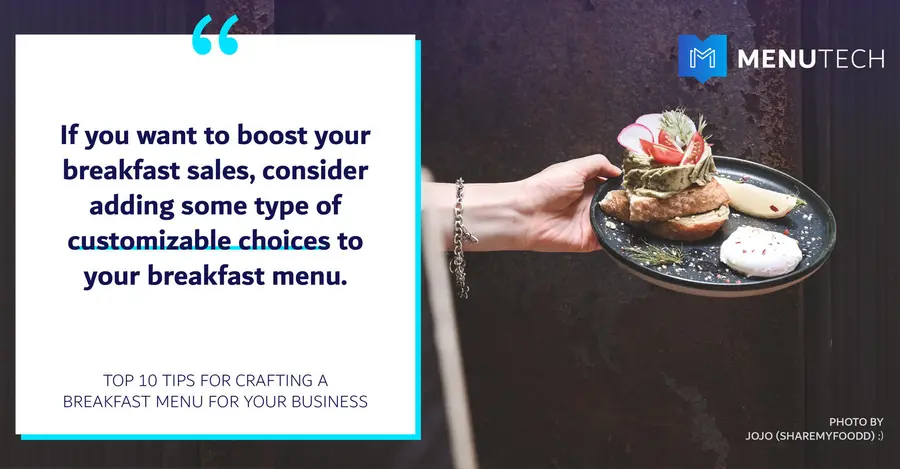 Customisable choices Breakfast menu Menutech
