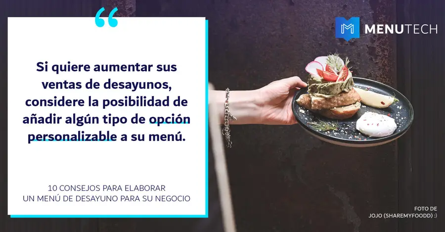 Customisable choices Breakfast menu Menutech