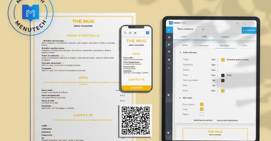 Breakfast menu made on Menutech