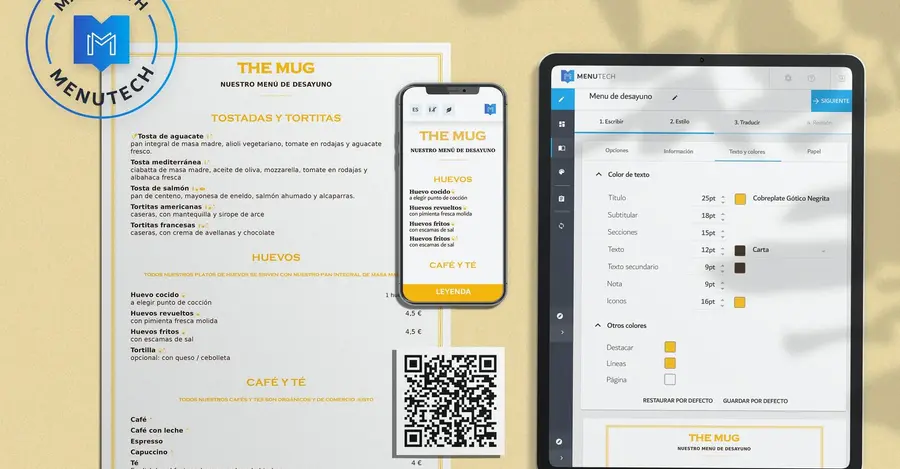 Breakfast menu made on Menutech