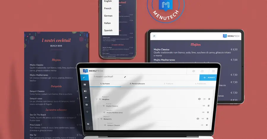 Cocktail menu made on Menutech