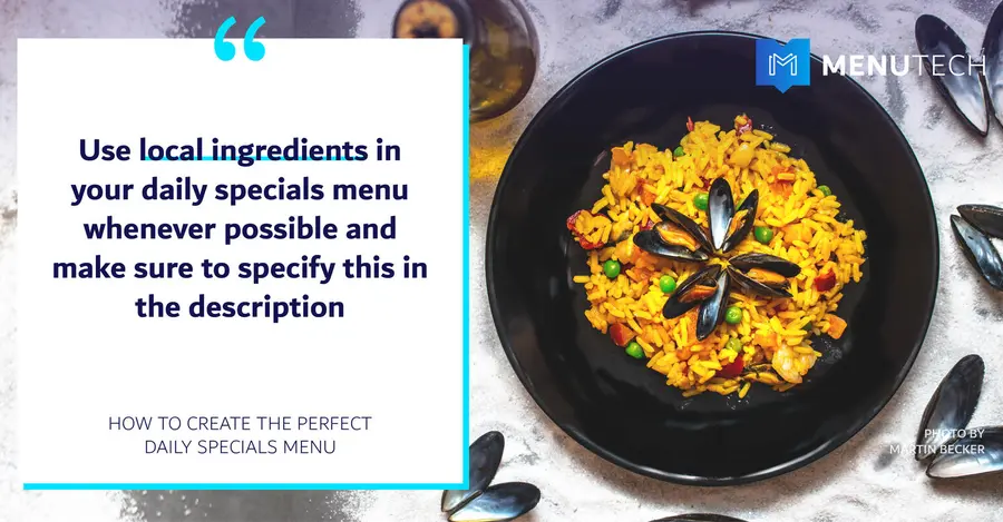 Include famous dishes in Daily Specials Menutech
