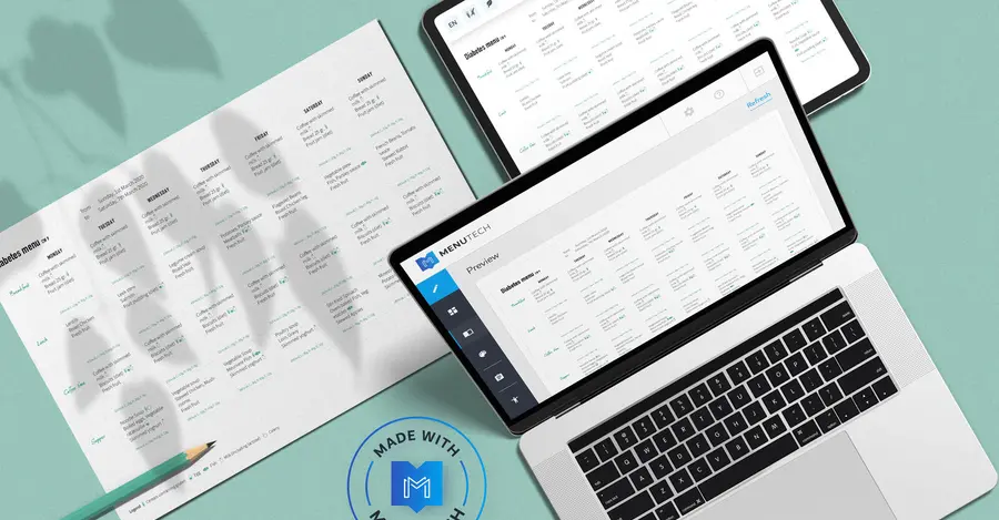Meal plan made on Menutech