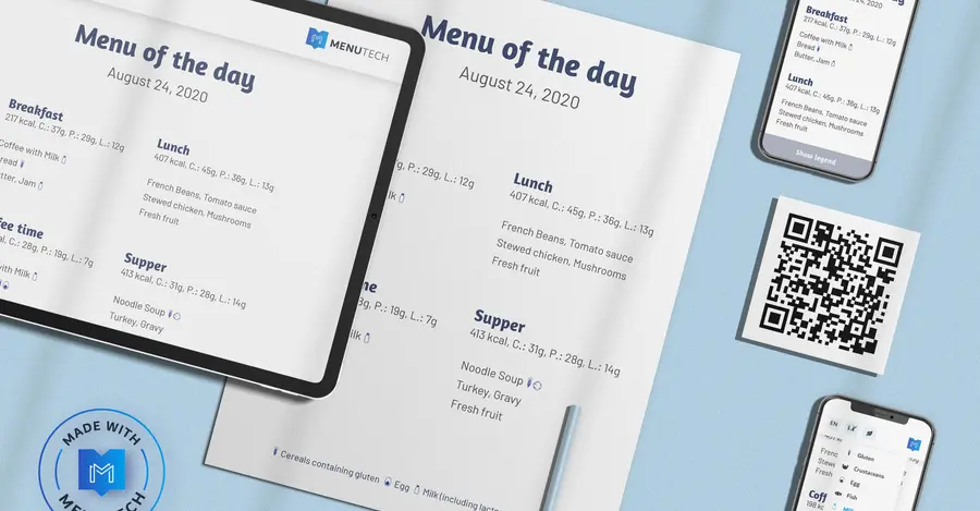 Menu of the day made on Menutech