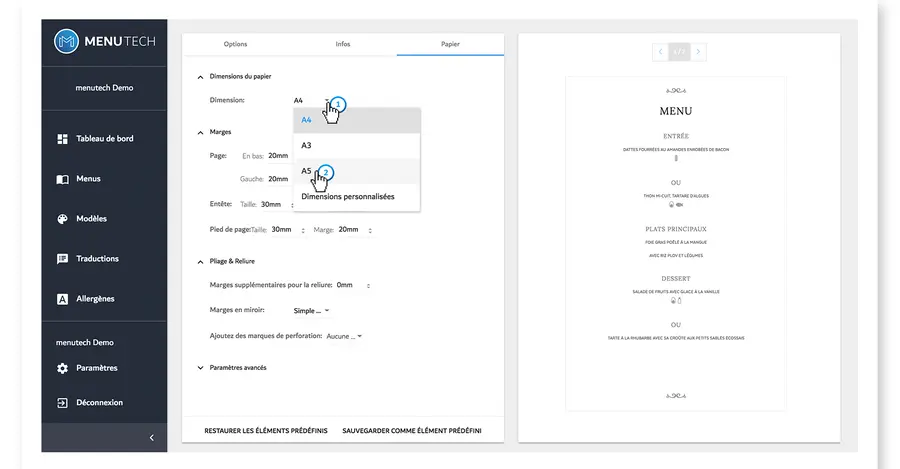Étape 3: Personnalisez votre menu