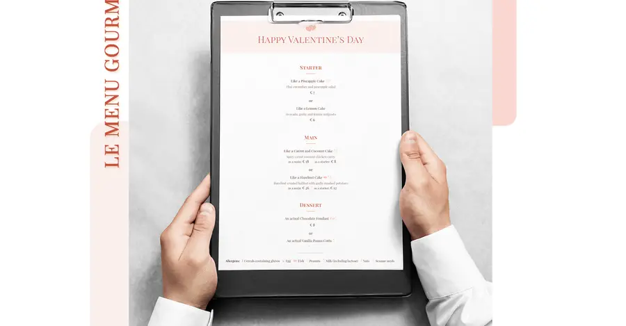 Le menu gourmand pour la Saint-Valentin