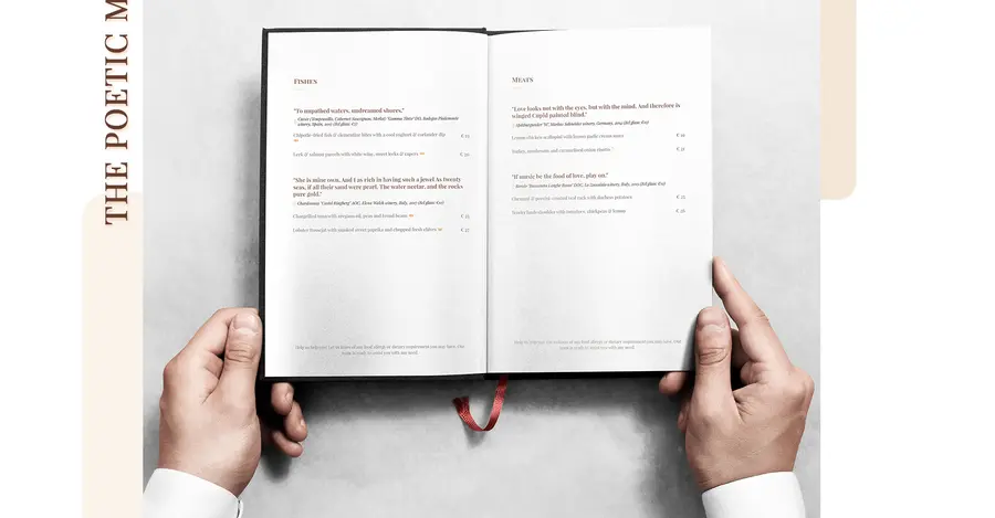 Menutech Valentine's Day poetic menu