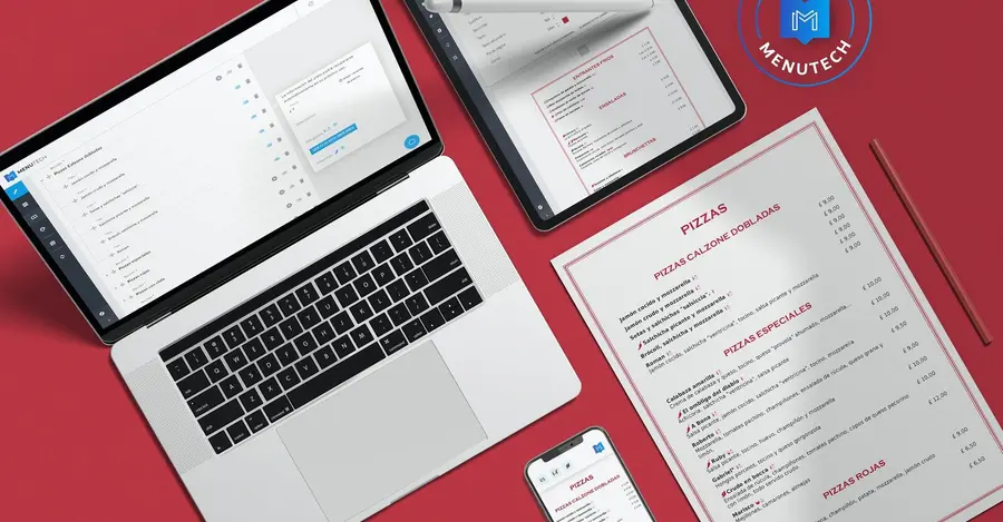 Pizzeria menu made on Menutech