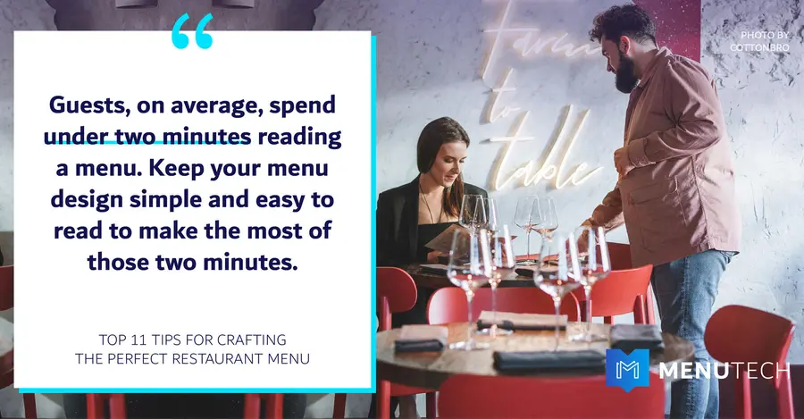 2 minutes rule Restaurant Menu Menutech