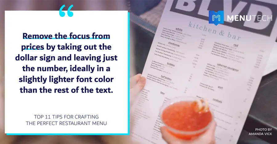 How to format prices on Food Menus Menutech