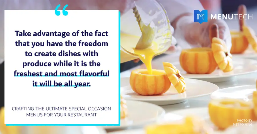 Seasonal products Specials menus on Menutech