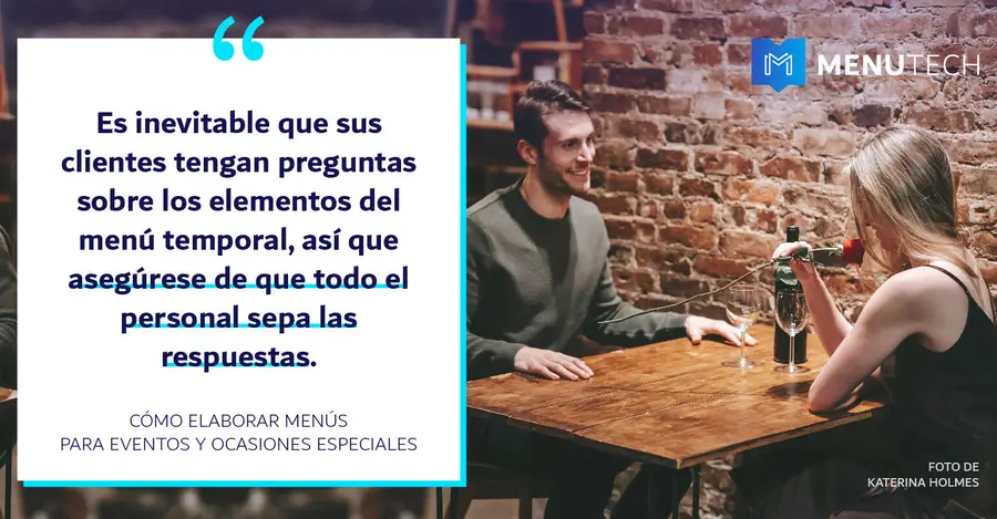 Valentine's Day Specials menus on Menutech