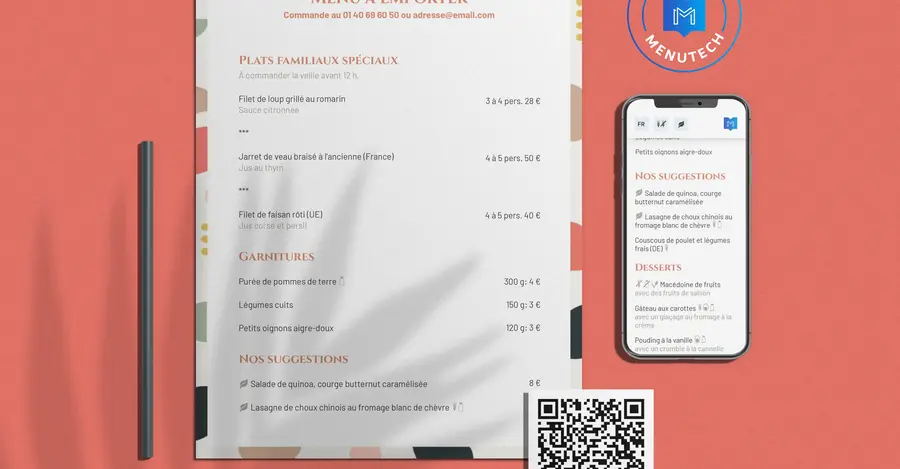 France Relance Menus Cartes Code QR Menutech