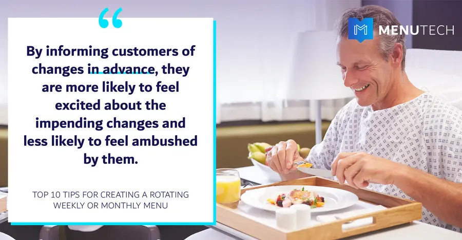 Inform customer advance Weekly Monthly Menus Menutech