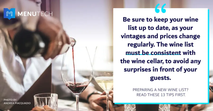 Keeping Wine List up to date Menutech