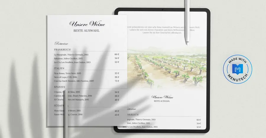 Menutech Weinliste