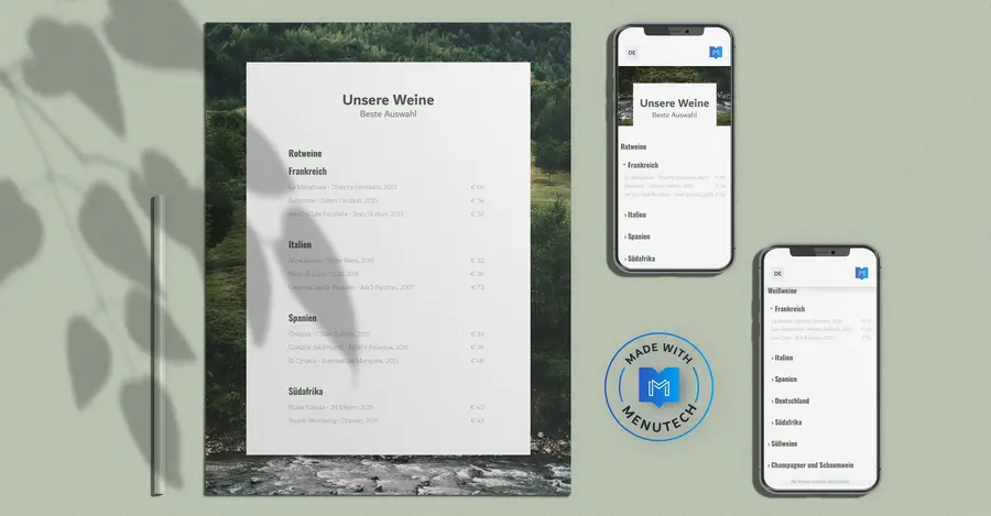 Menutech Weinliste