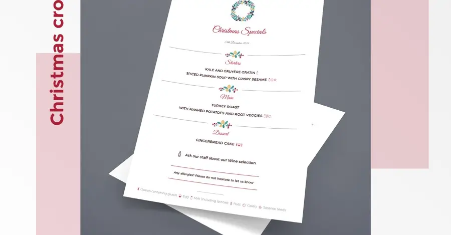 Christmas restaurant menu template Menutech