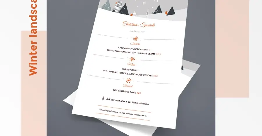 Christmas restaurant menu template Menutech