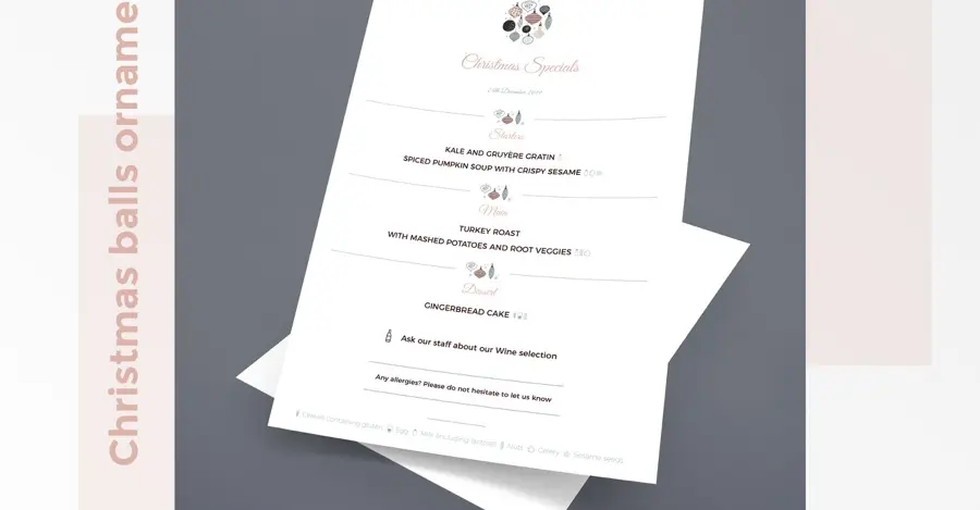 Christmas restaurant menu template Menutech