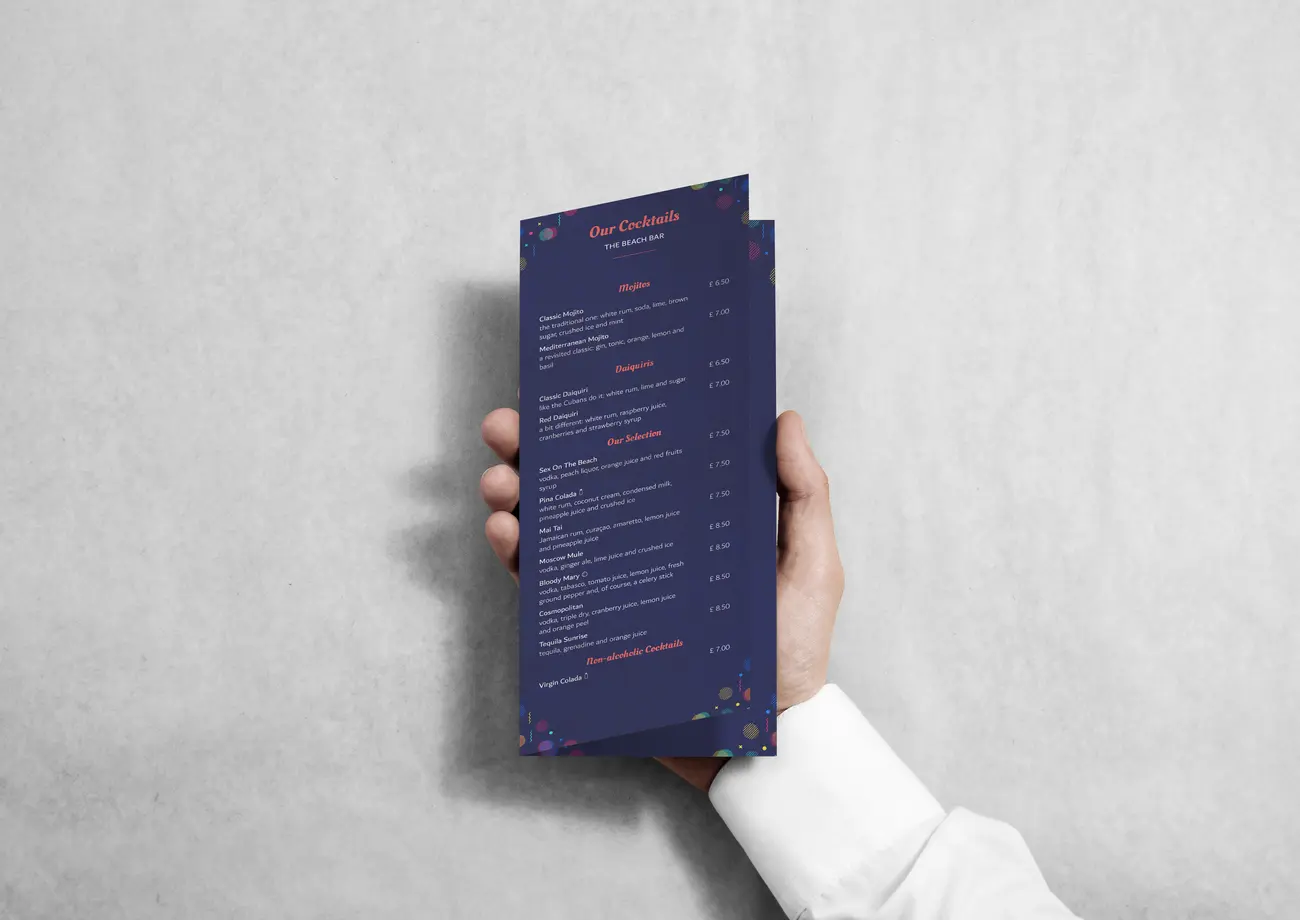 Cocktail menu