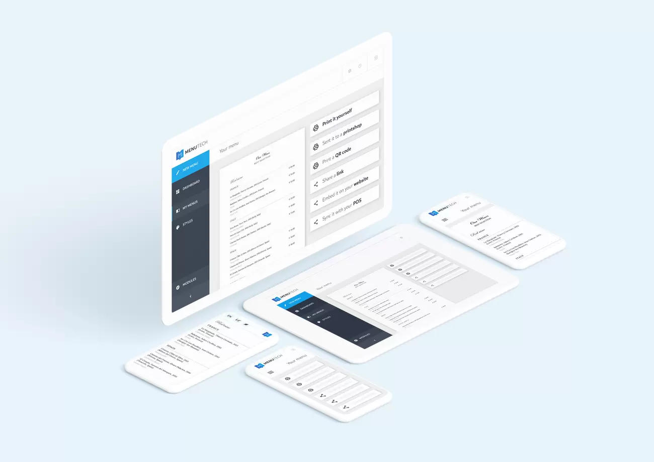 Publishing screen on Menutech