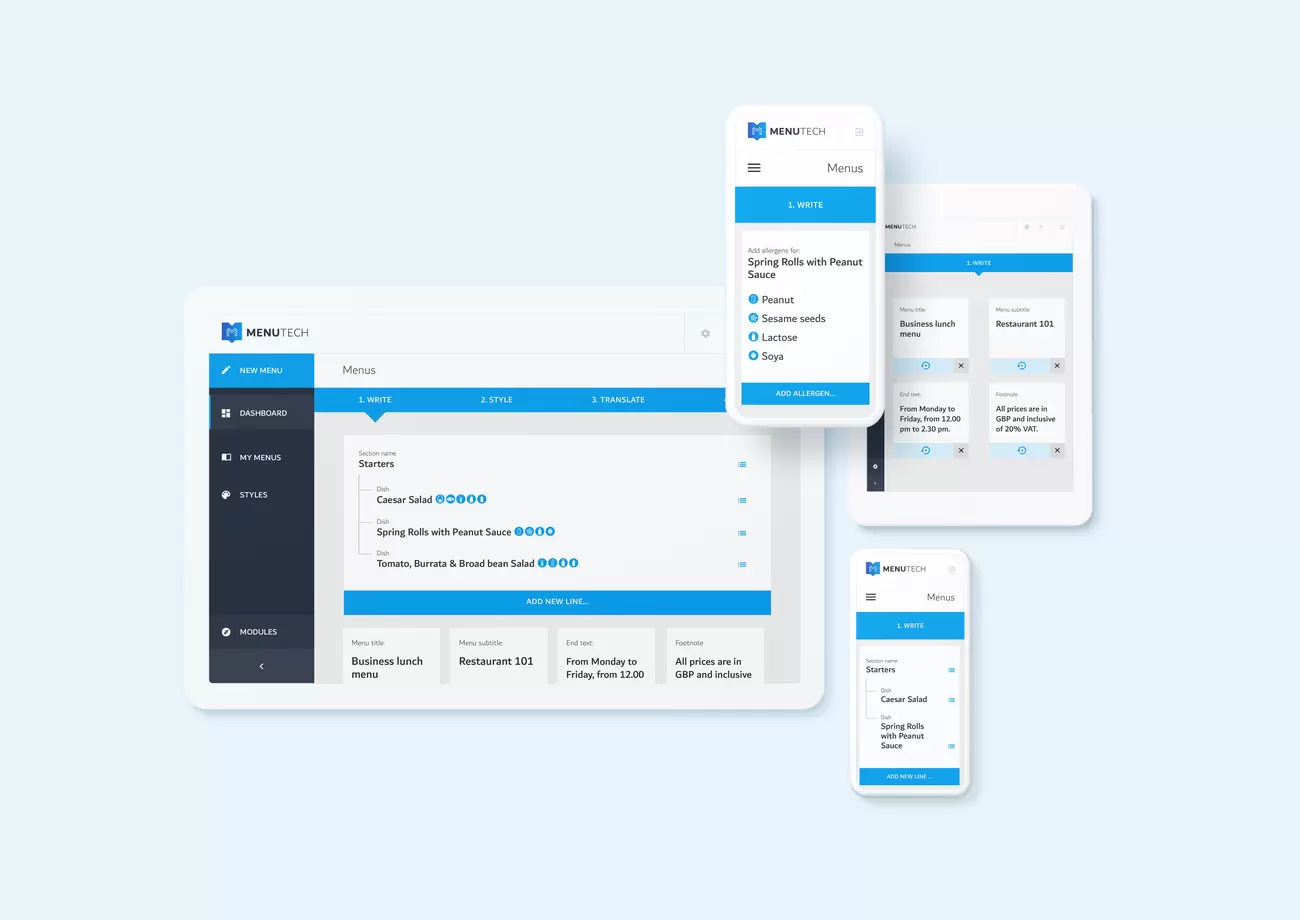 Write a menu with Menutech