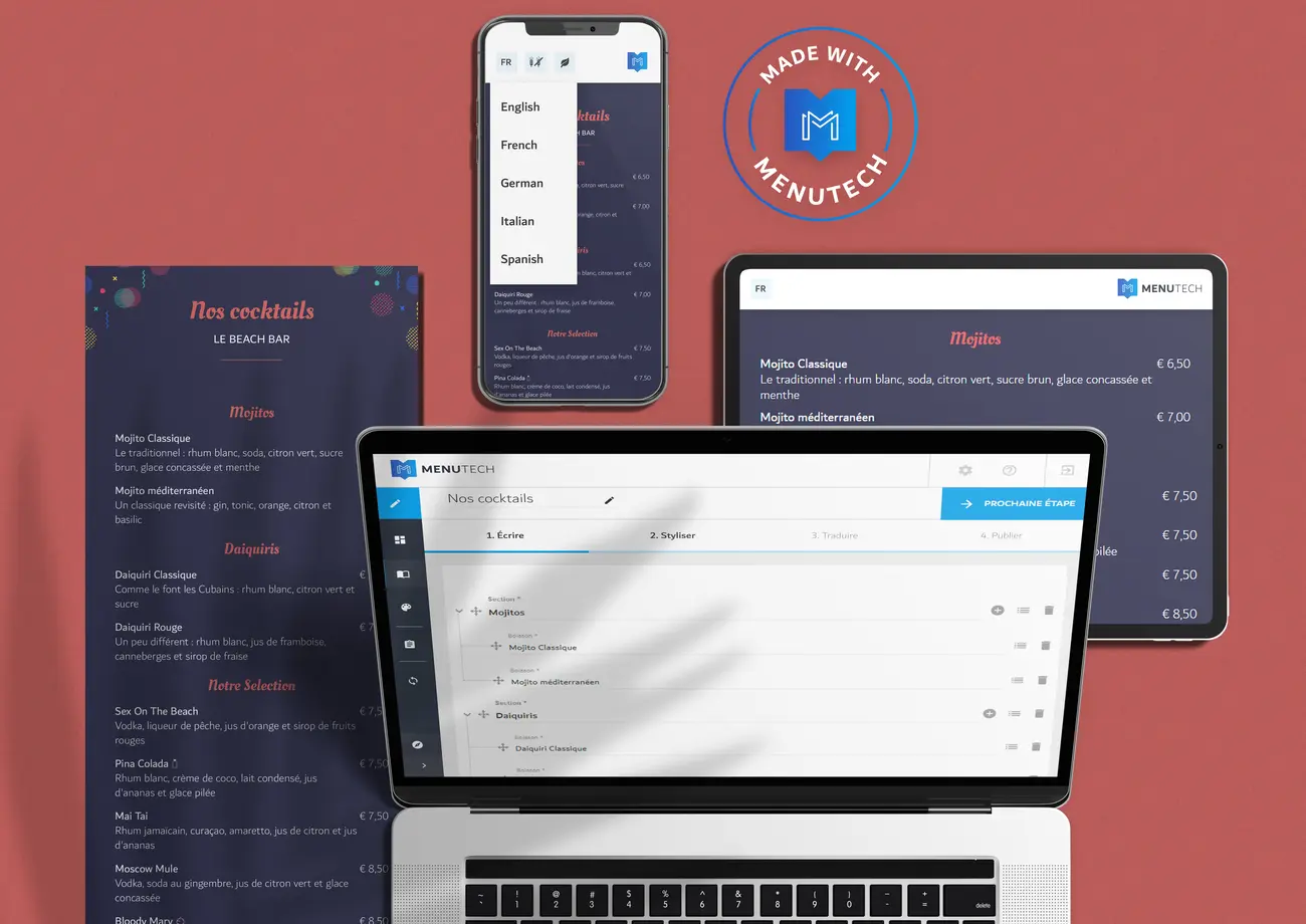 Cartes des boissons Menutech