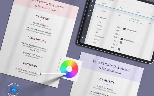 Valentine's Day Menu Menutech