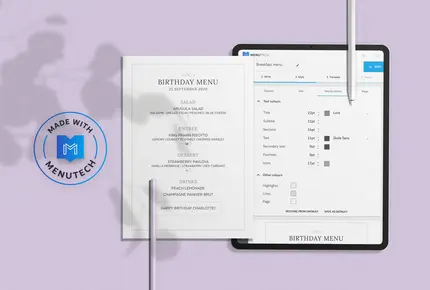 Birthday menu on Menutech