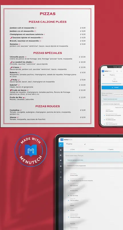 Créateur de menus Menutech